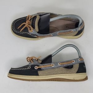 Sperry Top Sider Angelfish Deck Boat Shoes Black Tan Size 7.5 Women Loafers
